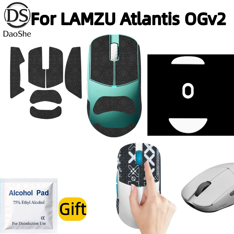 Gaming Mouse Skin Grip Tape For LAMZU Atlantis OGv2, Sweat Resistant Non-Slip Side Grips, Decorative Pattern Sticker Mouse Pads
