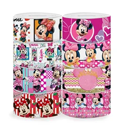 Disney25mm 5 jardów wiele rozmiarów księżniczka Minnie nadruk z myszką rypsową wstążką do kokardek do włosów do zapasy rzemieślnicze wstążki w stylu kreskówki