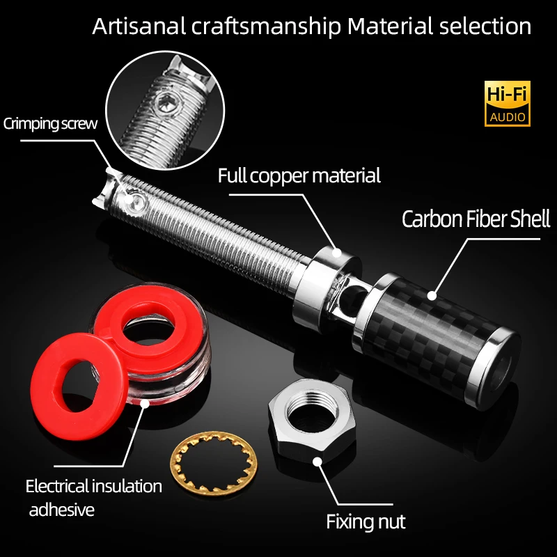 Imagem -05 - Erumpente-fibra de Carbono Binding Post Banana Terminal Block Cobre Puro Banhado a Ródio Coluna sem Solda Áudio Hi-end Pcs