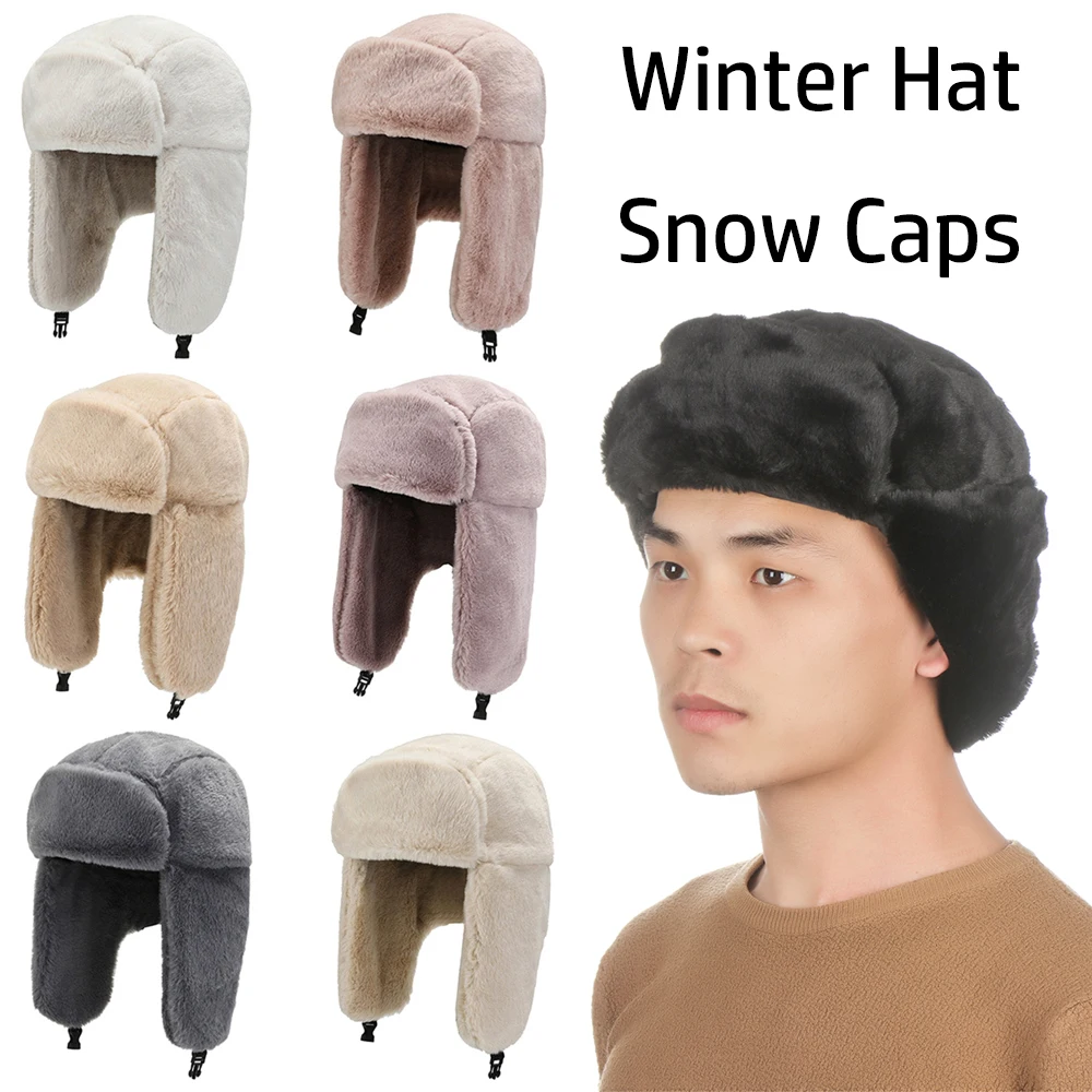 Warm Earflap Bonnet Windproof Winter Hat Bomber Hat Russian Ushanka Snow Caps