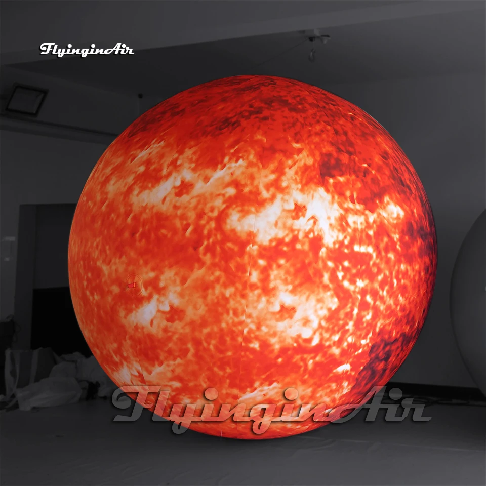 Giant LED Inflatable Solar System Planet Balloon Simulated Flaming Sun Sphere Star Ball For Concert And Venue Decoration