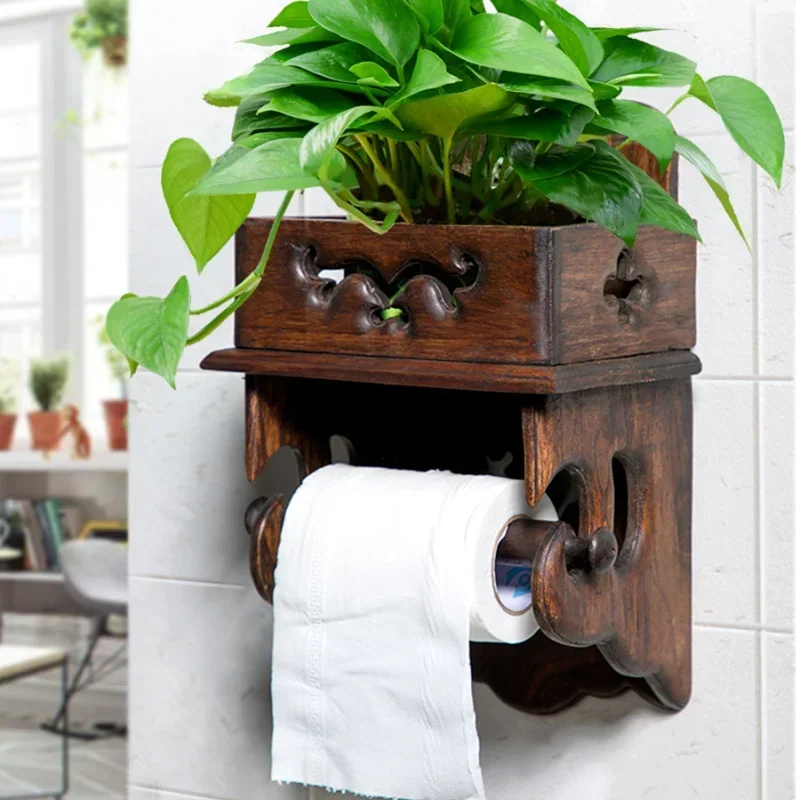 

Vintage Solid Wood Tissue Holder Toilet Paper Rack Toilet Tissue Box Toilet Paper Roll Holder