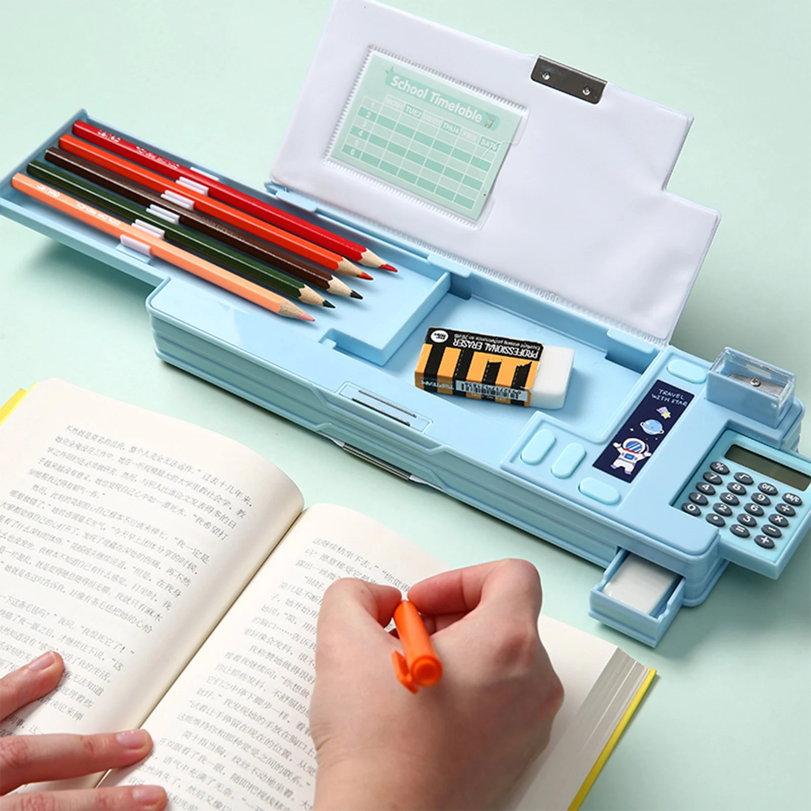 Multi Functional Stationery Box Smart Female Password Lock High Tech Pencil Case Mechanism Bilayer Girls School Students