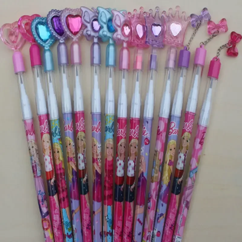 12Pcs Pink Mechanical Barbie Pencil Cartoon Princess 0.5Mm Students Writing Pens Girl Kawaii Pendant Doll Stationery School Gift image 2