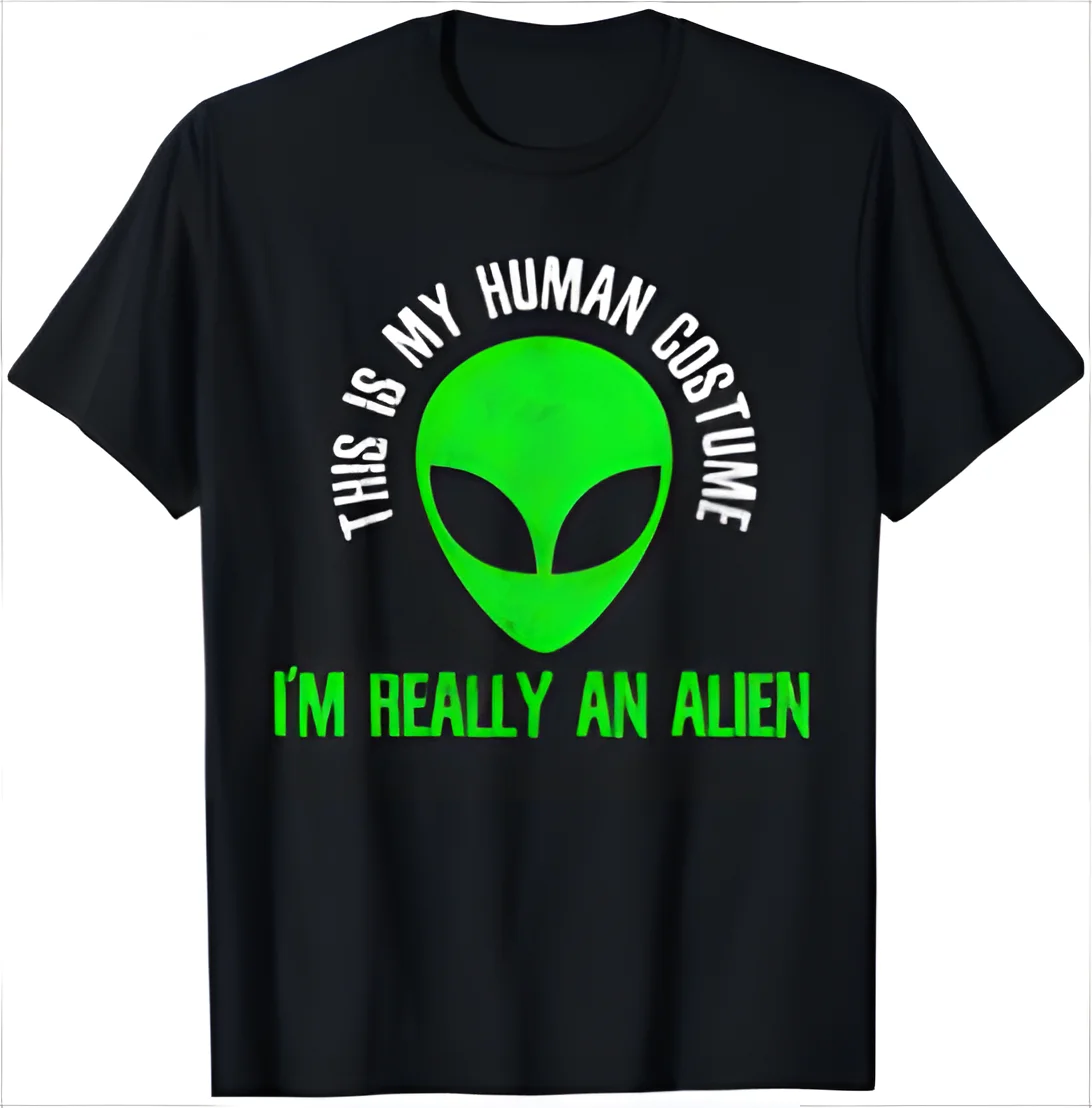 This Is My Human Costume I'm Really An Alien Funny Halloween T-Shirt