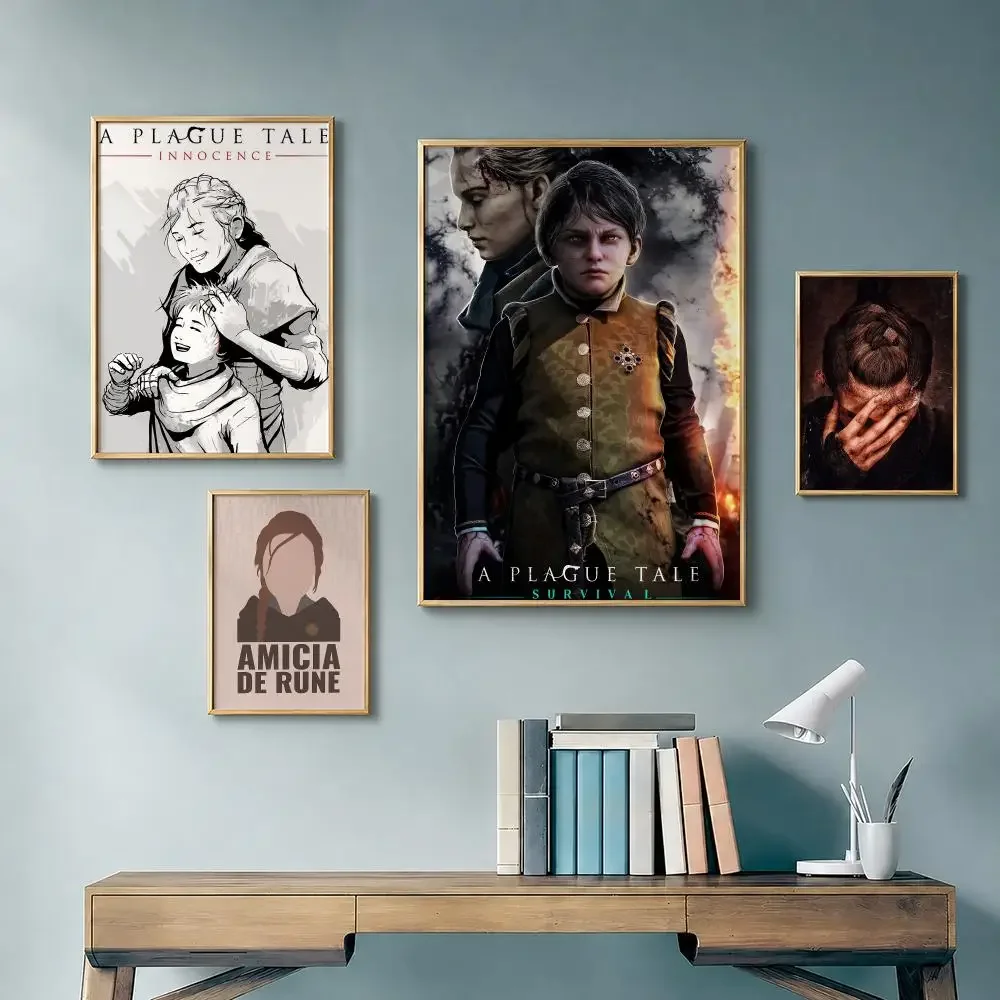 Dark Game A Plague Tale: Requiem Poster Vintage Retro Anime Poster Stickers Peel and Stick Wall Art Home Decor