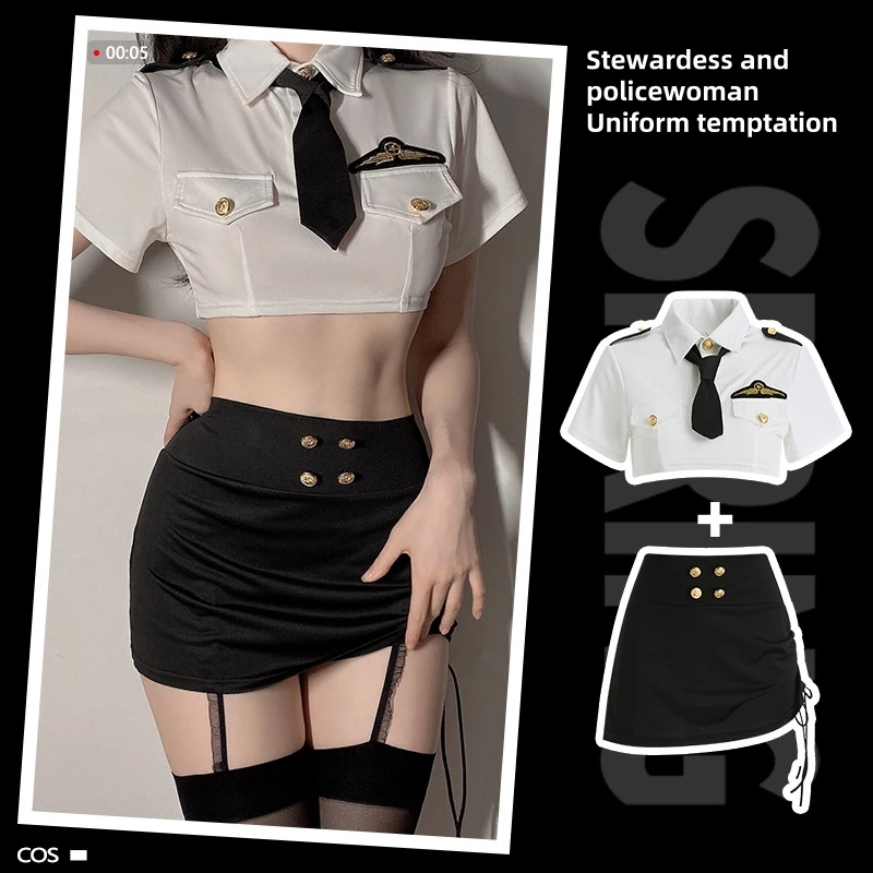 

Sexy underwear sexy waist seduction package hip skirt professional dress policewoman flight attendant uniform coquettish suit
