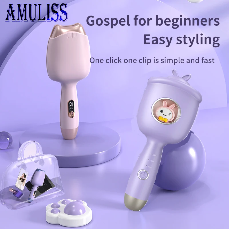 

Amuliss new 32mm Wavy Hair Curlers Curling Iron Wave Volumizing Hair Lasting Styling Tools Egg Roll Head Waver light Styler Wand