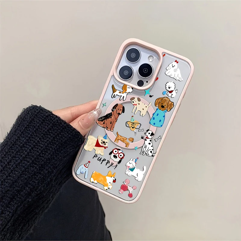 Niedliches Cartoon-Design Magnetische Hülle mit Dackel- und Bulldoggenmotiv für Samsung Galaxy S26 Ultra S25 Plus S24 S23 FE A17 A57 A37 Cover – Detail 11