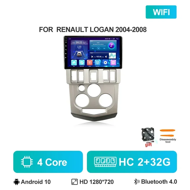 Autoradio Voor Renault Logan L90 2004 2005 2006 2007 Android 12 Multimedia Video Player GPS 4G Carplay autoradio Head Unit