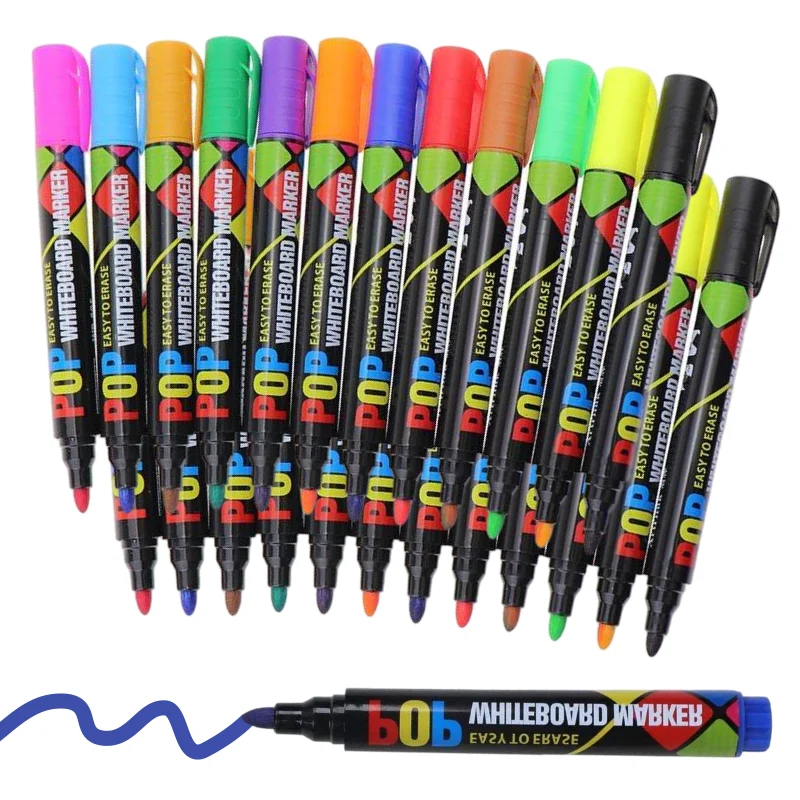12colors dry-erase whiteboard markers,non-toxic,quick drying,low odor,easy to clean. Suitable for ,house,office,school supplies.