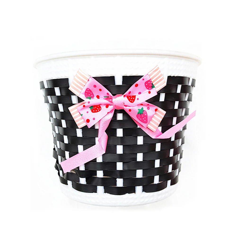 

Kids Bike Basket Hand Woven Plastic Front Adjustable Straps Storage Toy Scooter Baskets Child Accessories Durable Riding
