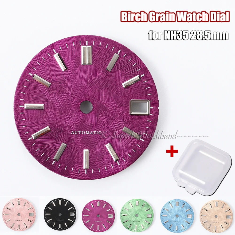 Watch Dial For NH35 White Birch Tree Pattern Automatic Movement 28.5MM Dial NH35 Multi-Color Watch Dial for Seiko NH35 Watch Mod