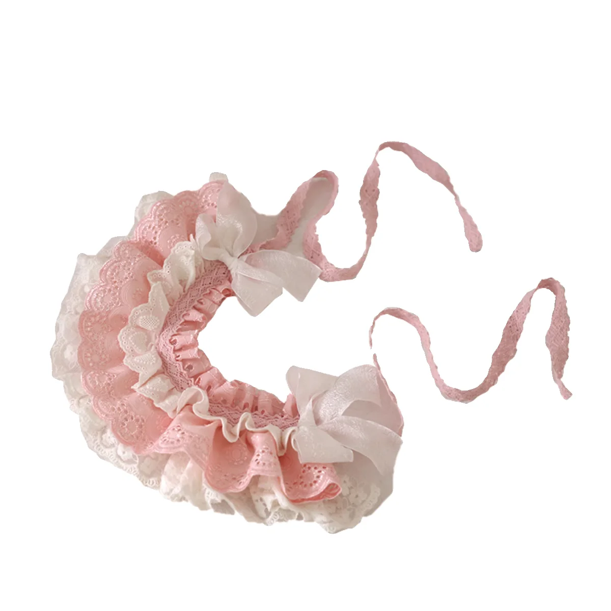 New Original Cosplay Handmade Doll Sweet Lace Hairband Lolita Cute Girl Maid Dress up Pink Hair Bowknot Headpiece Accessory