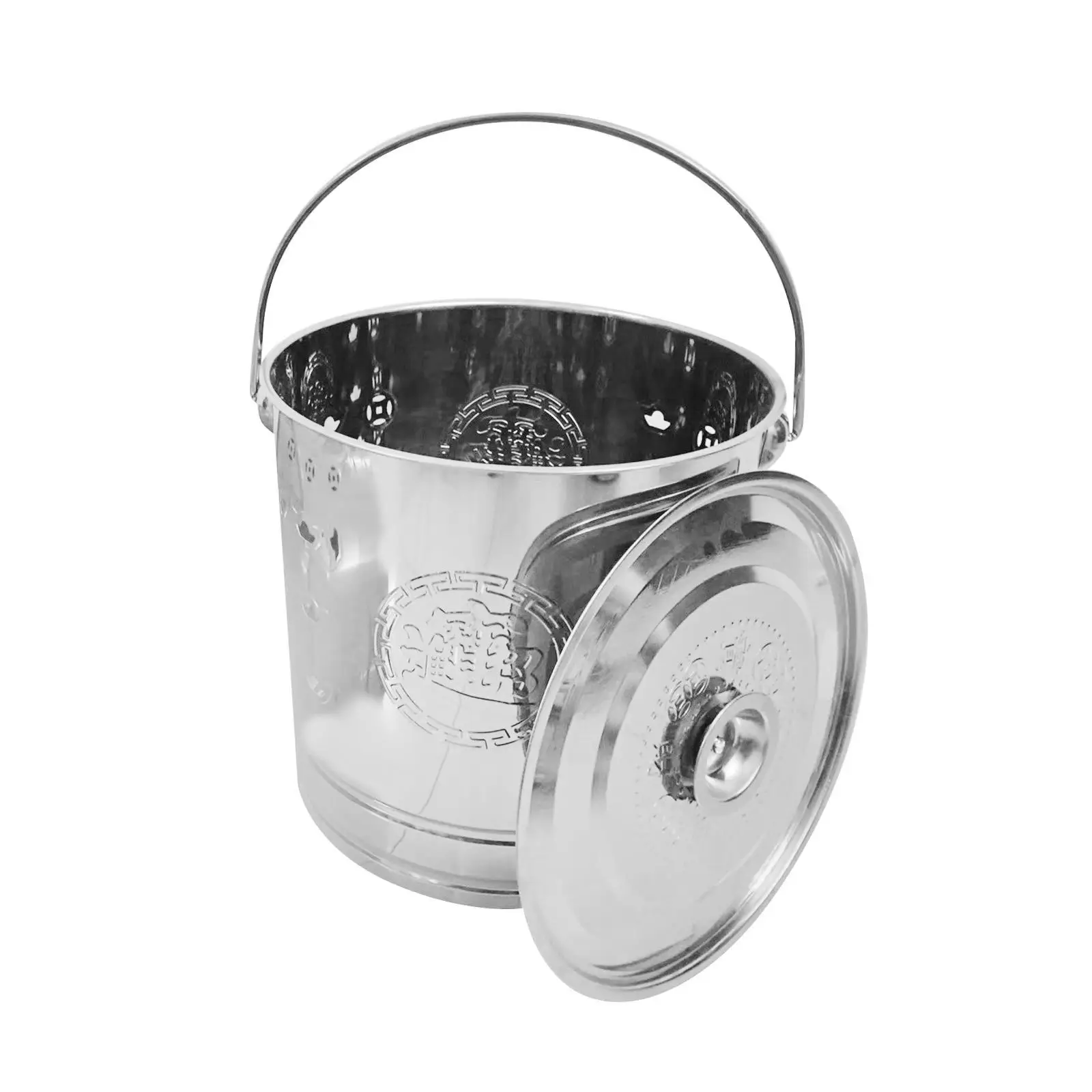 Burning Bucket with Lid Metal Household Fireplace Bucket Incinerator Can