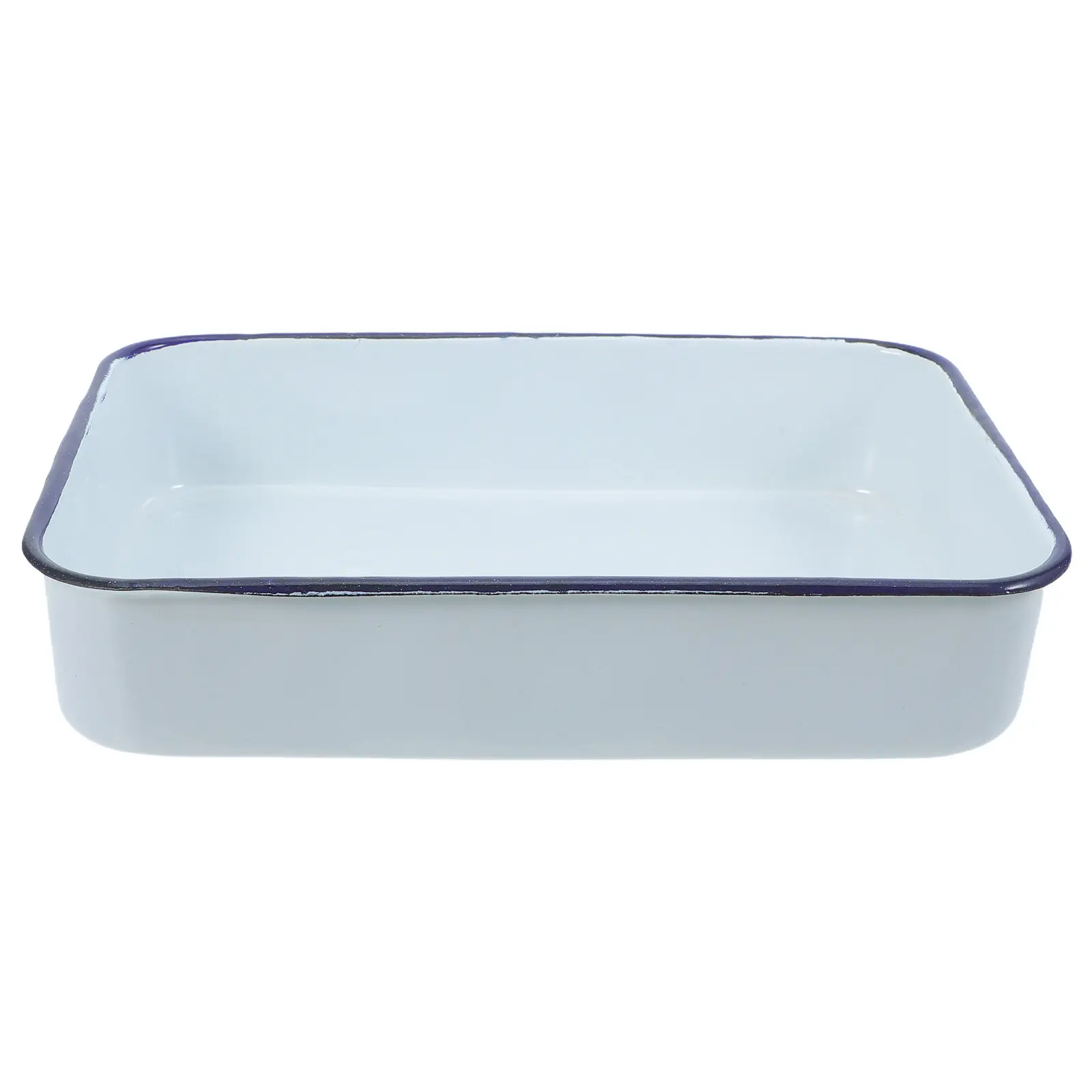 Vintage Rectangular Enamel Baking Sheet with Raised Rim – Large Oven Roasting Tray & Pie Dish for Family Use
