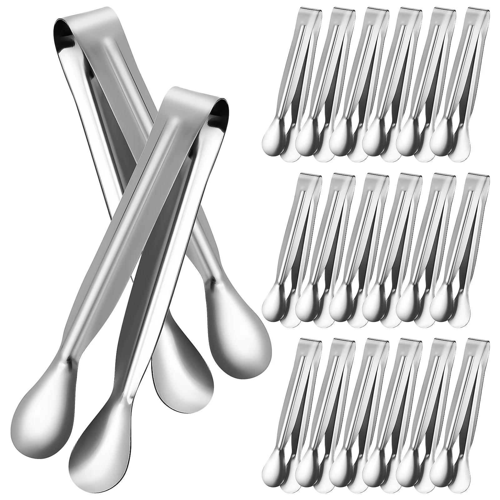 

18Pcs Metal Mini Tongs Small Serving Tongs for Ice Sugar Salad Stainless Steel Kitchen Bbq Grill Cooking Tools