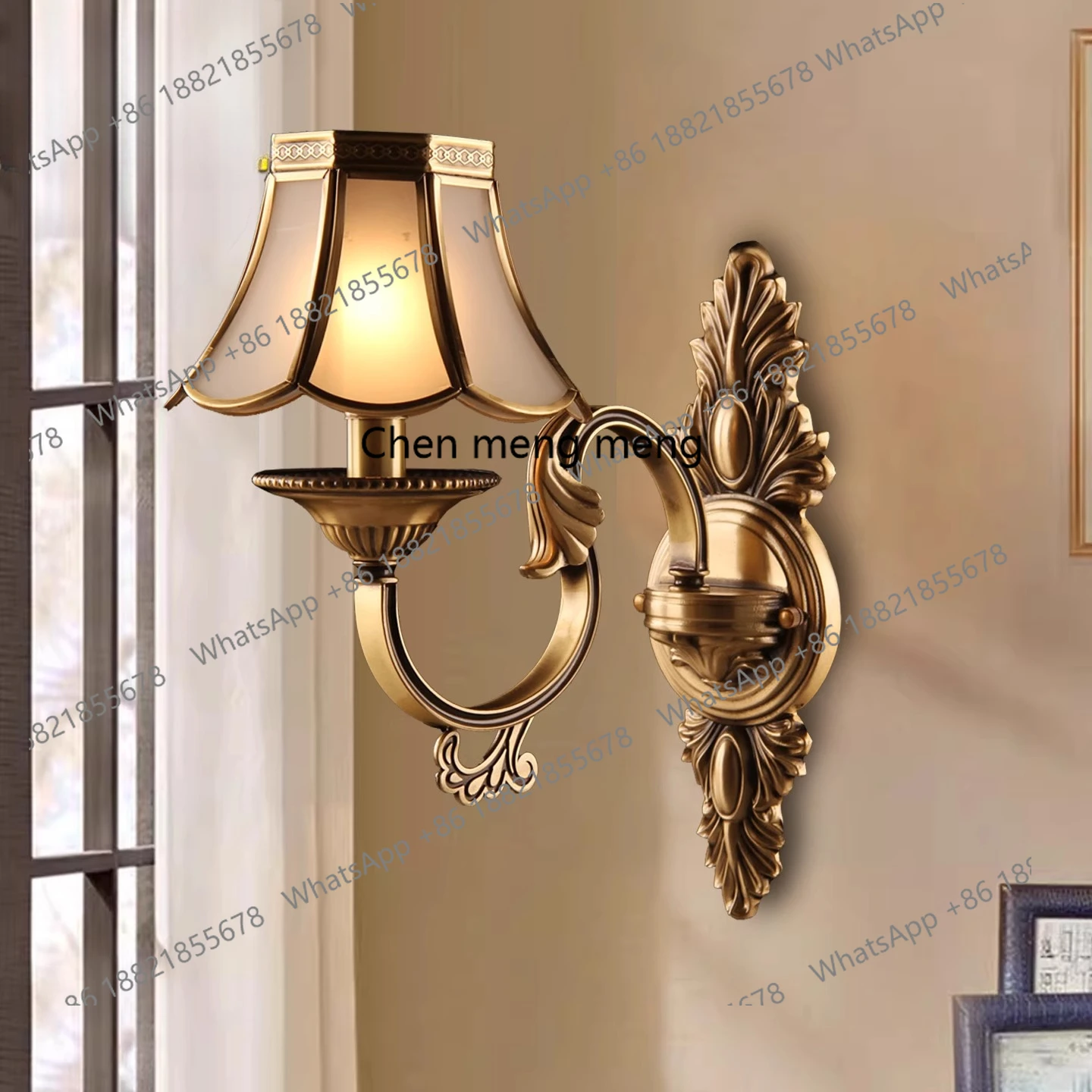 

Single head American all-copper wall lamp Copper wall seat Living room dining room bedroom light Corridor mirror Front wall lamp