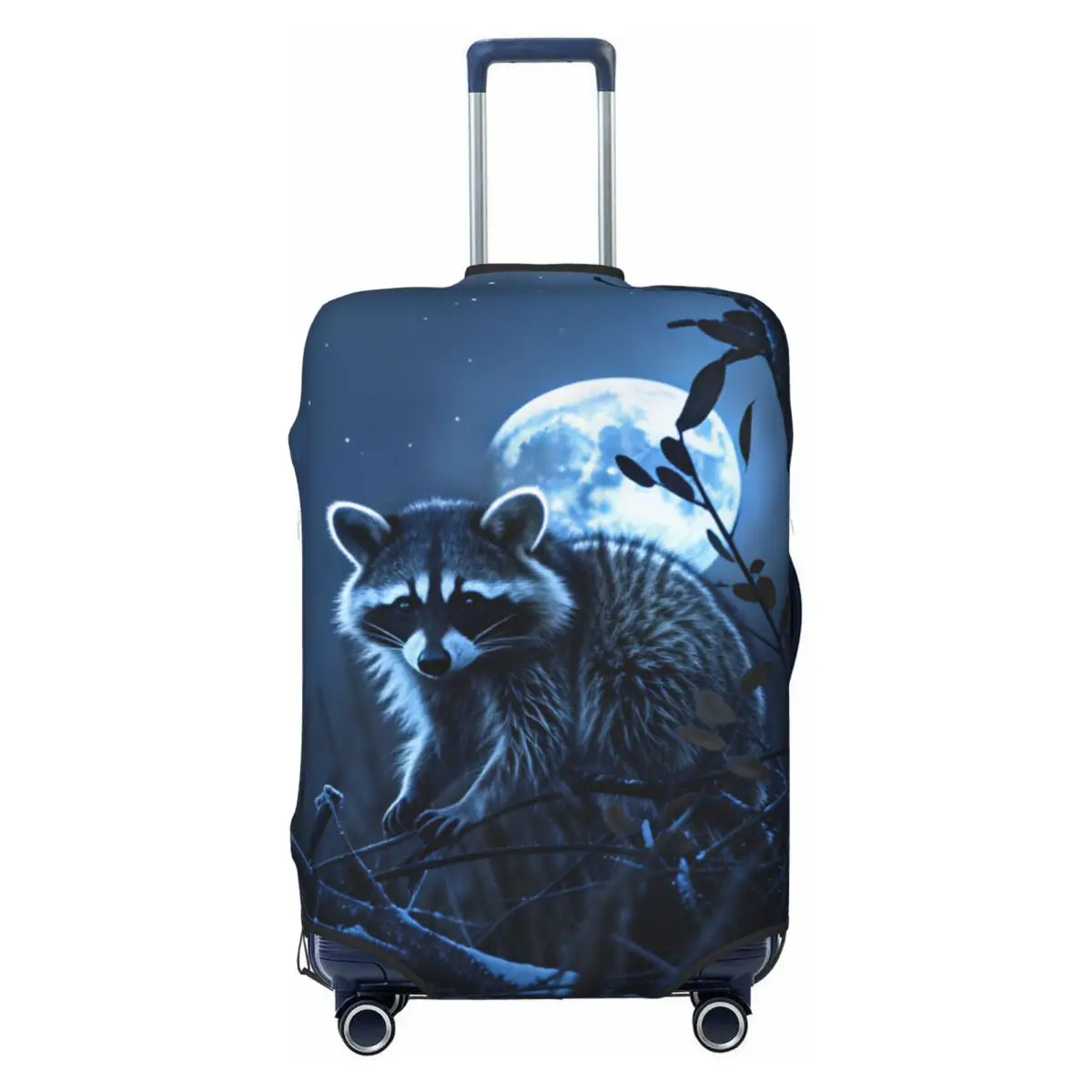 Night Moon Winter Raccoon Snow Wildlife Print Luggage Cover Elastic Travel Suitcase Protective Covers Suit For 18-32 inch