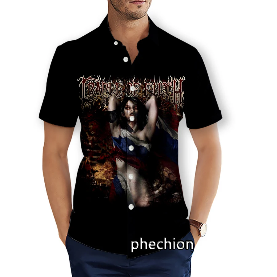 phechion Mens Short Sleeve Beach Shirts Cradle of Filth 3D Print Casual Shirts Fashion Streetwear Men Tops X218