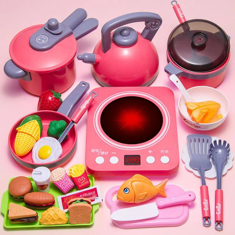 Batterie de cuisine éducative focalisée, ensemble de jeu de simulation pour filles ; Cadeaux de jouets de simulation de cuisine réalistes