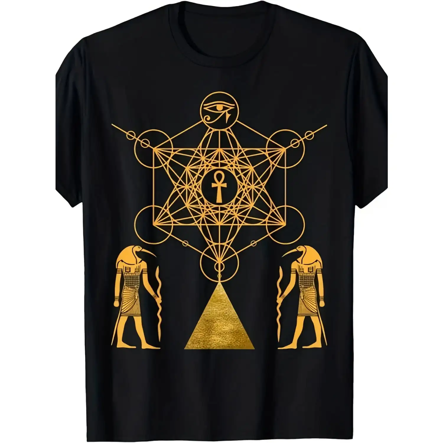 100% 'S Egyptian God Thoth Sacred Geometry Graphic T-, Comfortable Breathable Soft Tee, 'S 100% Cotton T- 180Gsm Golf Gift T-Shirt For Men And Women