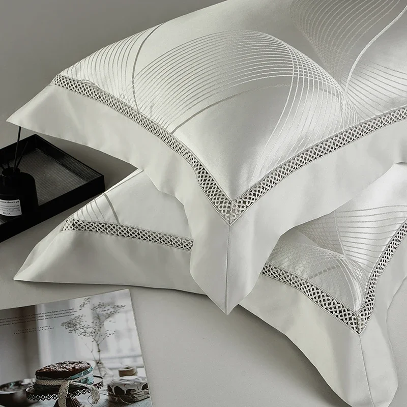 Svetanya Egyptian Cotton Bedding Sets Duvet Cover Set 4/6Pcs Jacquard Queen King Bed Linens