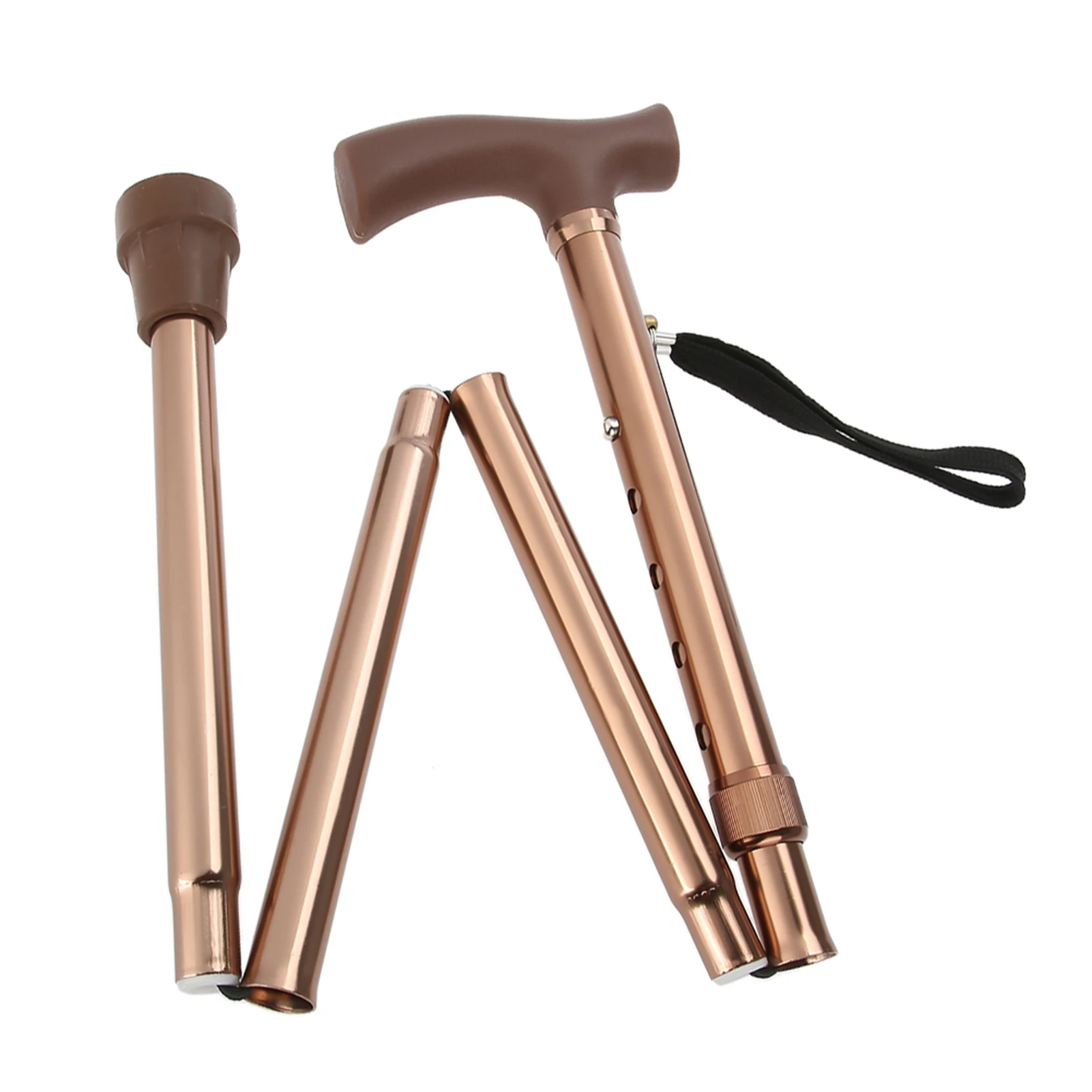 Alloy Foldable Elderly Safety Walking Stick Guide Blind Cane Crutch Bronze Adjustable Length new