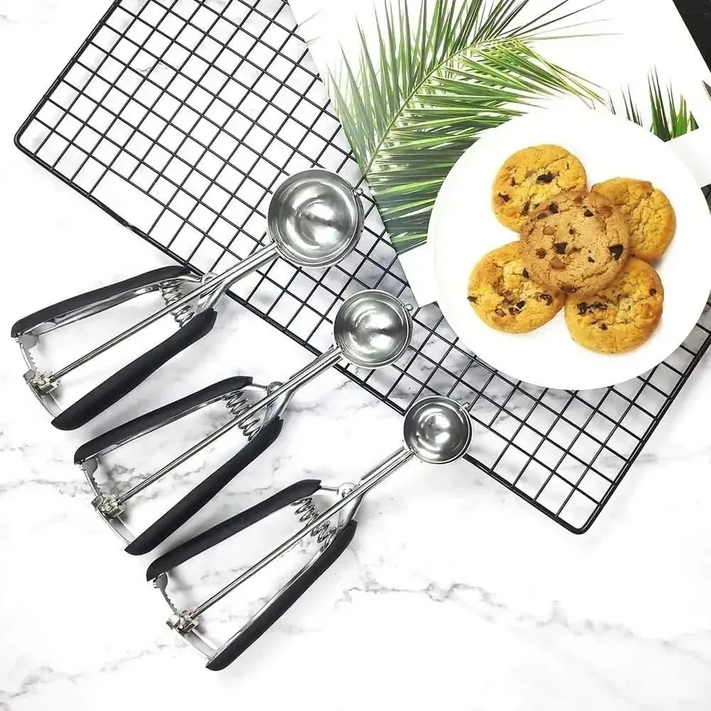 Stainless Steel Cookie Scoop Small Medium Large Cookie Scooper for Melon Ball Cookie Dough Baking Multipurpose Ice Cream Scoops