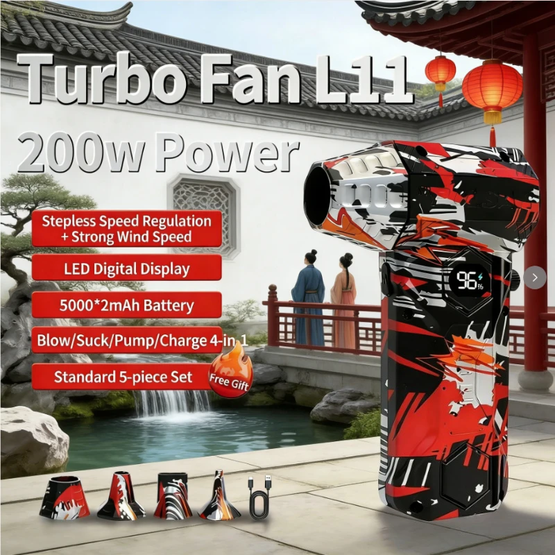 

L11 Бесщеточный Violent Turbo Blower: 450000 об/мин, 53 м/с, ветропылесос с Type-C