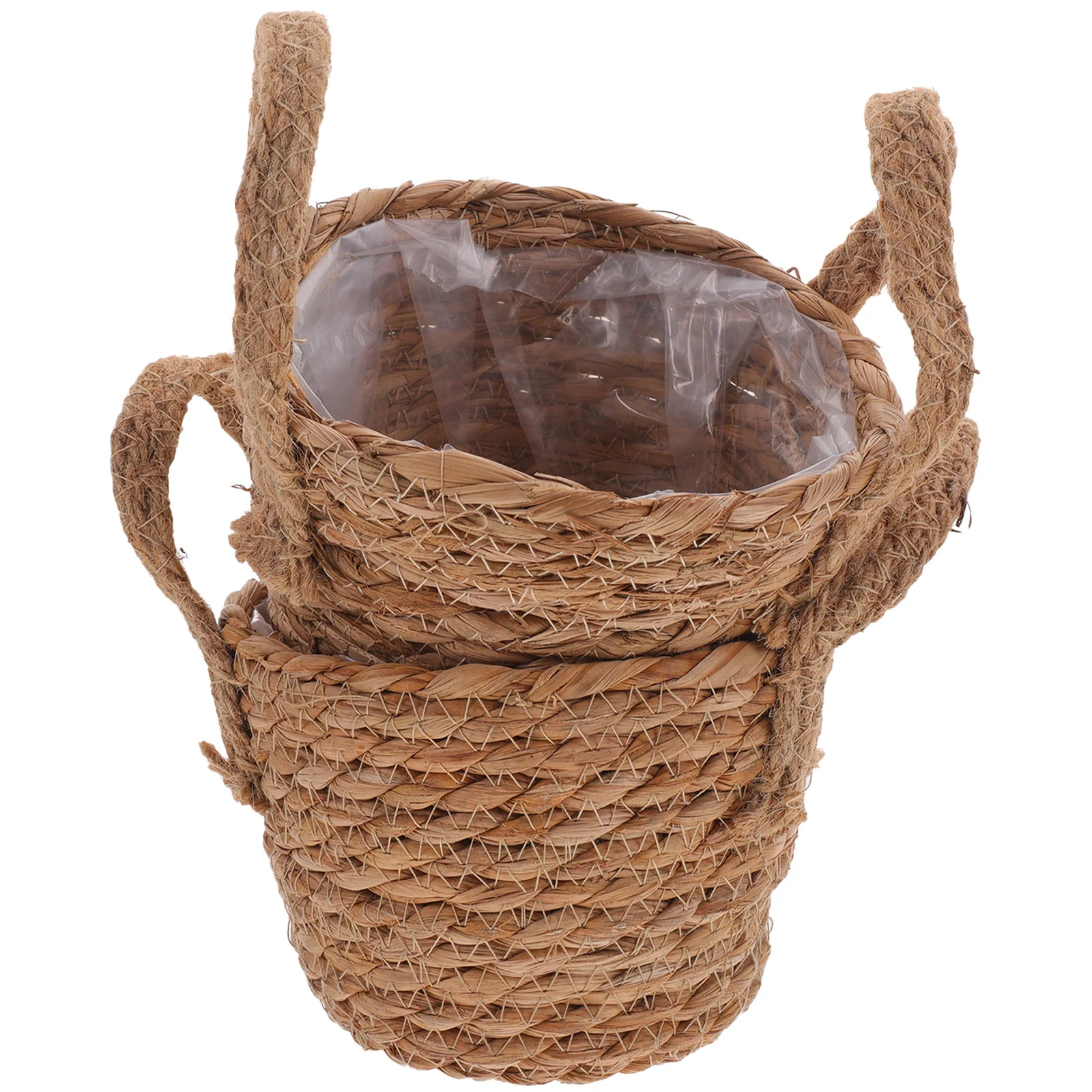 

2Pcs Rustic Handwoven Flower Basket Plant Container Plant Basket Indoor Outdoor Planter Decorative Storage Organizer