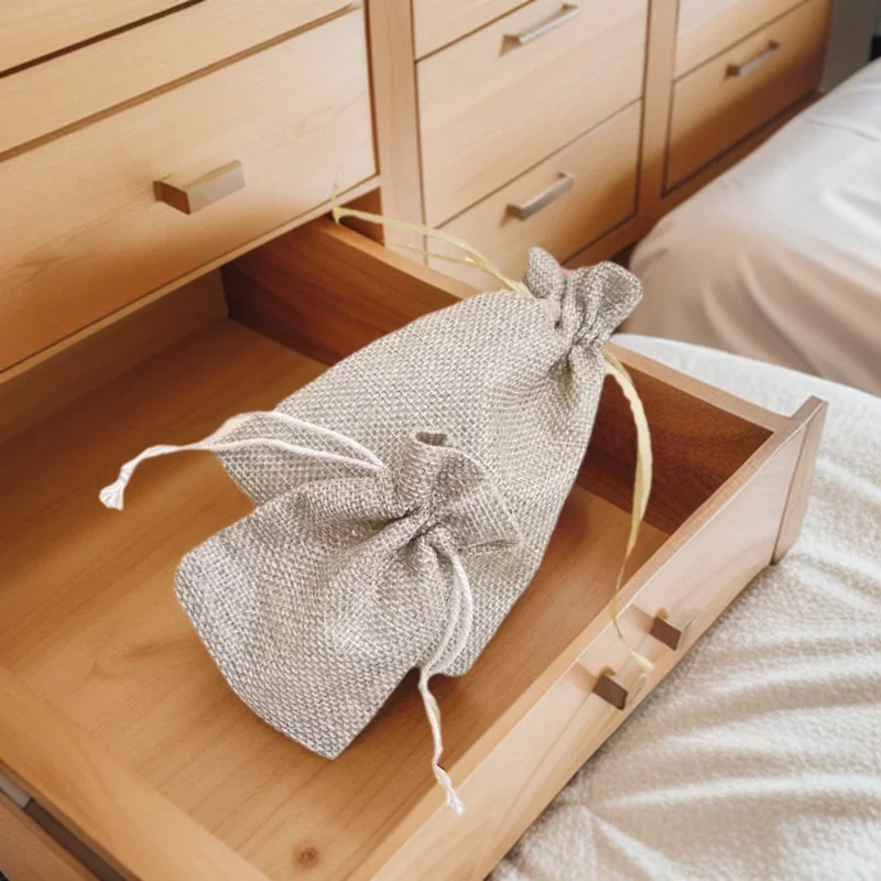 

500pcs Drawstring Storage Pouch Reusable Fabric for Jute Bags Burlap Gift Sachet Packaging Sack Hessian Linen Displays Fun Party