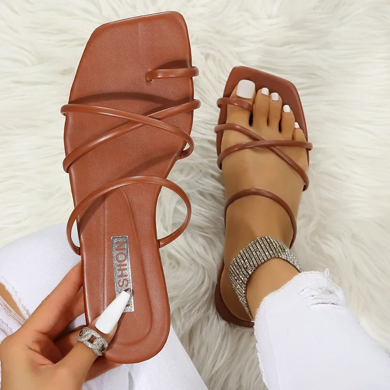 Women Sandals Plus Size 41 Fashion Flat Casual Clip Toe Flip Flops Sandals Slippers Female Outdoor Non-slip Shoes 2024