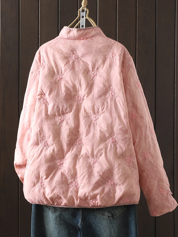 جديد الصينية Sle فضفاضة عادية مطرزة القطن Jaet المرأة الخريف الشتاء Vintage معطف ملابس خارجية العرقية الفنية