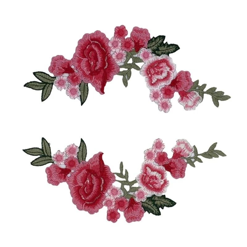 

1 Pair Embroidery Applique Flower Embroidered Sew On Patches for Clothes Jeans