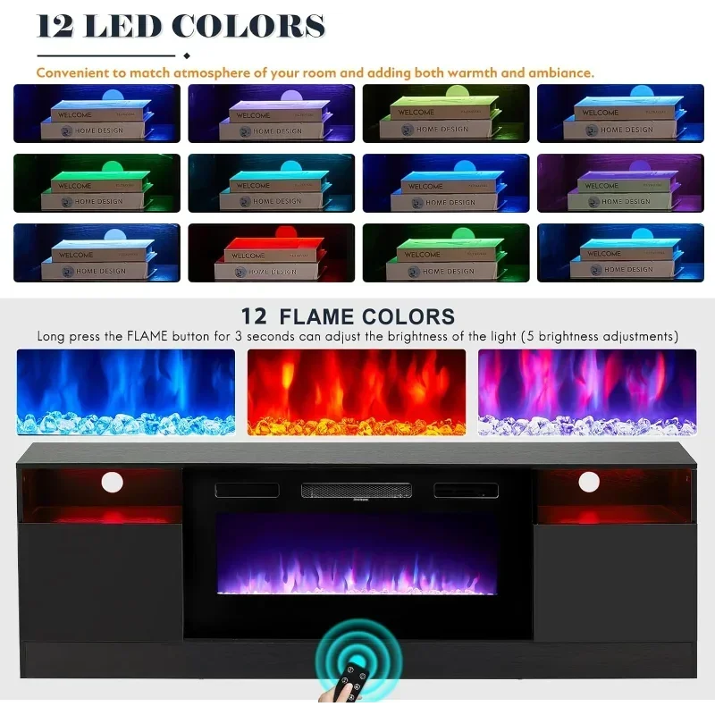 Floor-to-ceiling TV Cabinet Household Living Room Electronic Fireplace Embedded Simulation Flame Heating Decoration