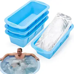 Extra Large Ice Block Mold for Ice Bath, 4 Pack 9.4lb Big Ice Cube Molds, Silicone Ice Bath Accessories Water Chiller for Cold P
