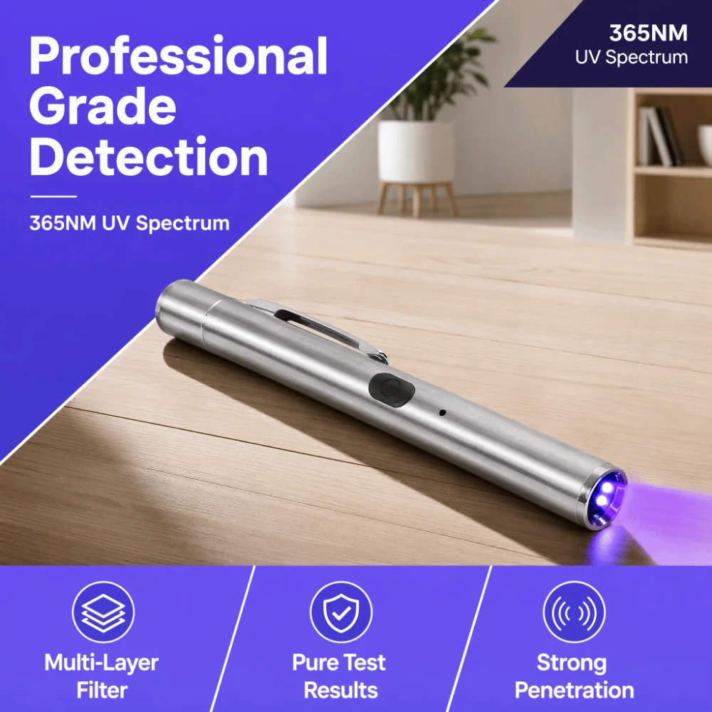 365 UV Veterinary Wood Lamp Rechargeable Waterproof Pet Fungus Detection Black Light Portable UV Flashlight Pet Care