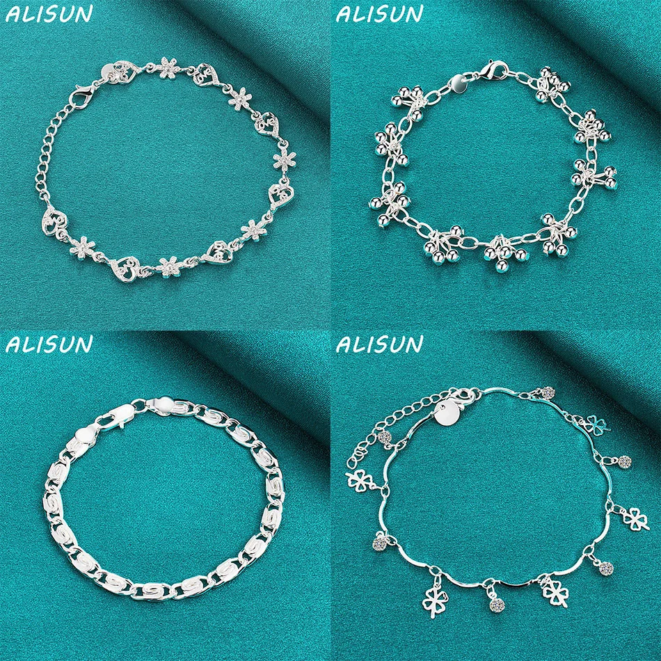 

ALISUN 925 Sterling Silver Bracelet For Women Men Fashion Jewelry Charm Grace Noble Wedding Accessories