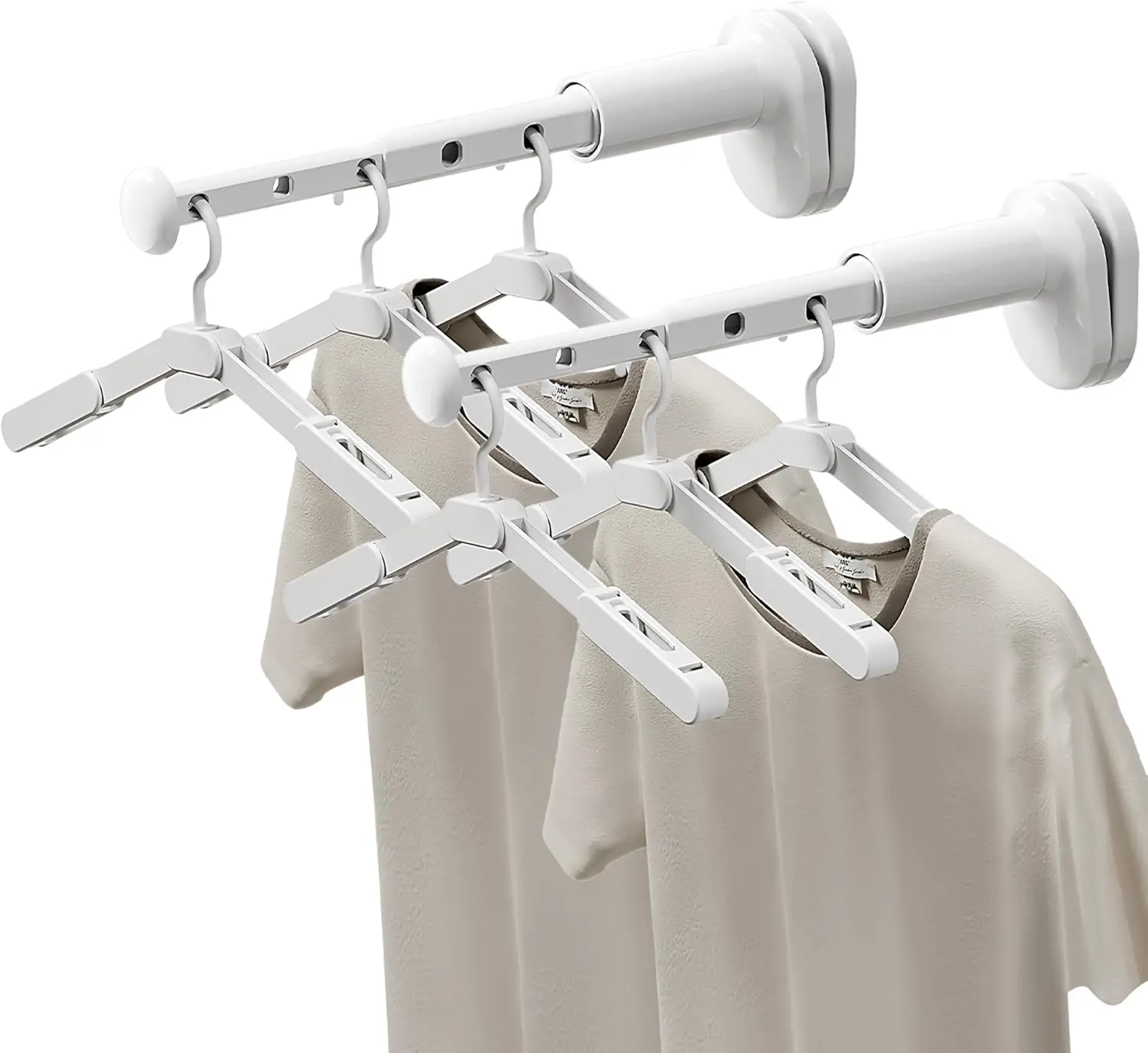 

2 Pack Portable Mini Travel Drying Rack Clothing – Adjustable Space Saving Clothes Drying Rack with 6 Hangers, Foldable