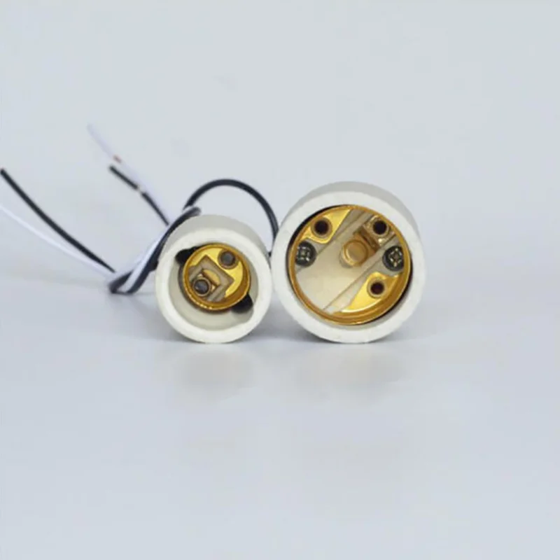 E27 Lamp Holder LED Light Ceramic Screw Heat Resistant Adapter Home Use Socket Round For E14 Bulb Base With Cable