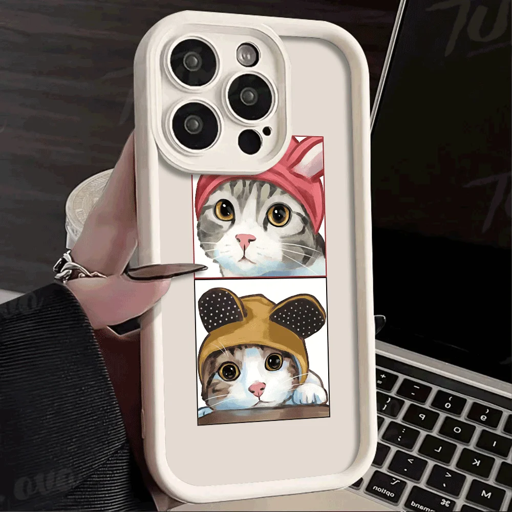 Stoßfeste Handyhülle für iPhone 16 15 14 13 12 11 Pro Max XS XR X 14 15 16 Plus 12 13 Mini Lustige Cartoon-Katze Silikonhülle – Detail 6