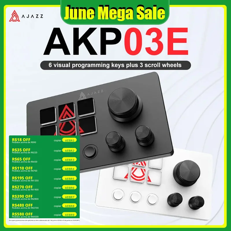 Ajazz AKP03E 12 Keys Programmable Macro Keyboard Mechanical Gaming Keyboard Custom Button Mini Keyboard For Multiple Scenario