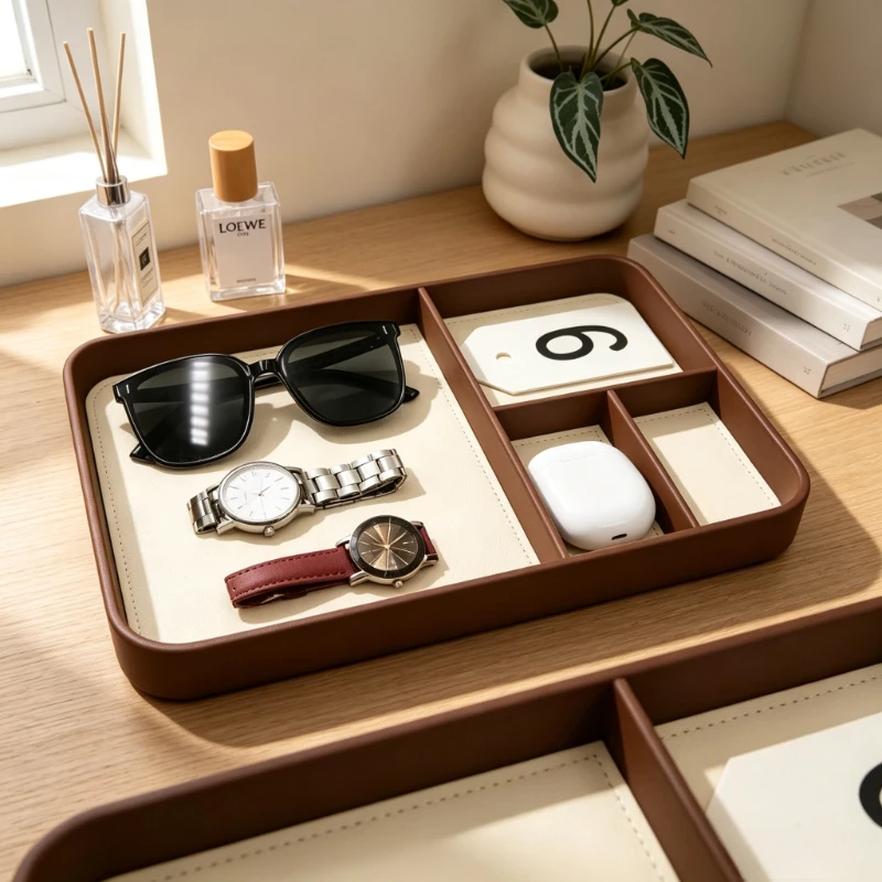 Desktop Valet Tray Color Block Catchall Organizer for Jewelry Phone Keys Bedroom Vanity Nightstand Bedside Storage 수납 트레이