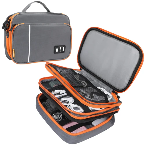Bolsa organizadora de tres capas, estuche de gran capacidad para accesorios electrónicos de juegos, Cables, tarjeta SD, Banco de energía, tableta de 11 pulgadas