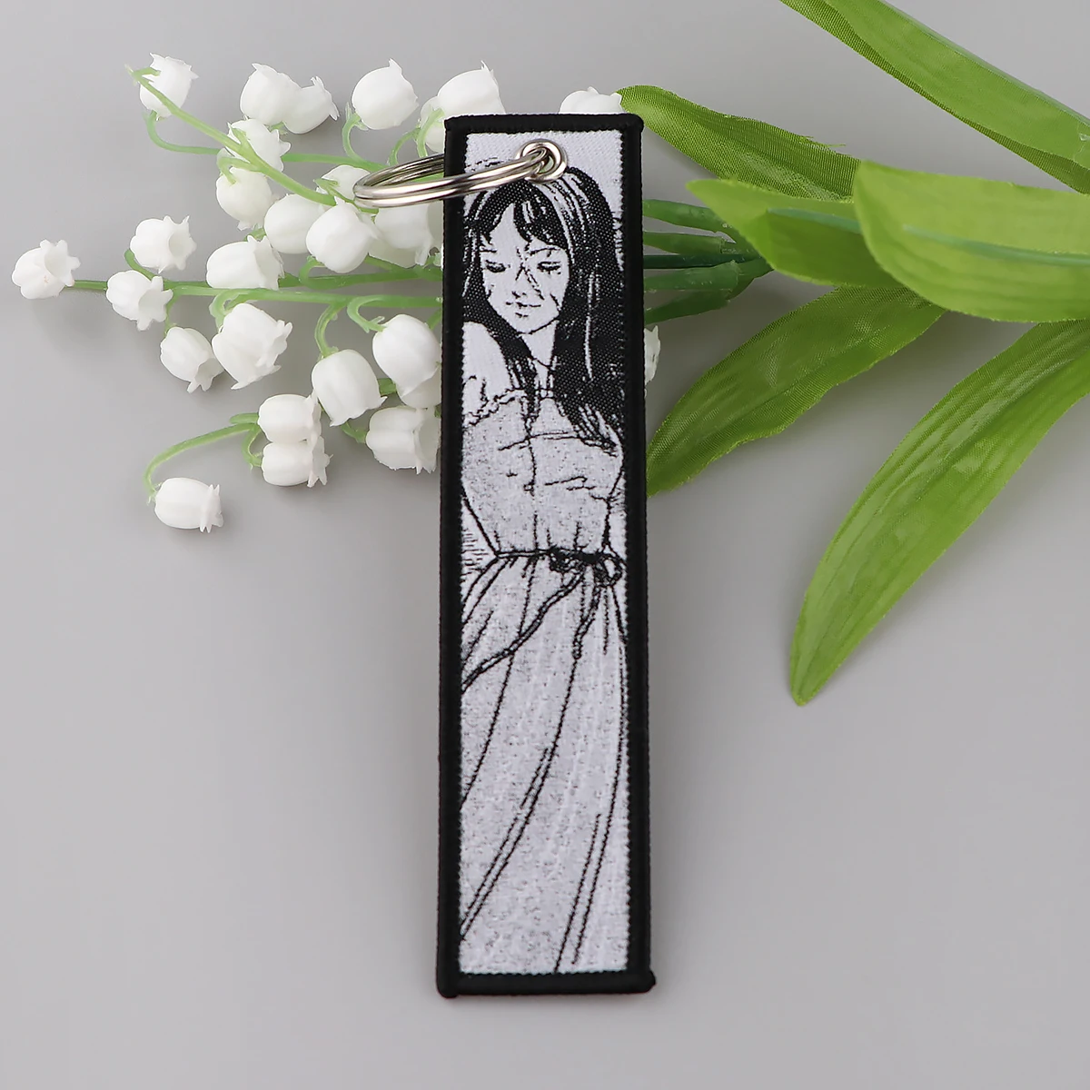 Horror Manga Key Ring Embroidery Key Fobs Holder Anime Women Keychain for Motorcycles Key Tags Jewelry Decorations