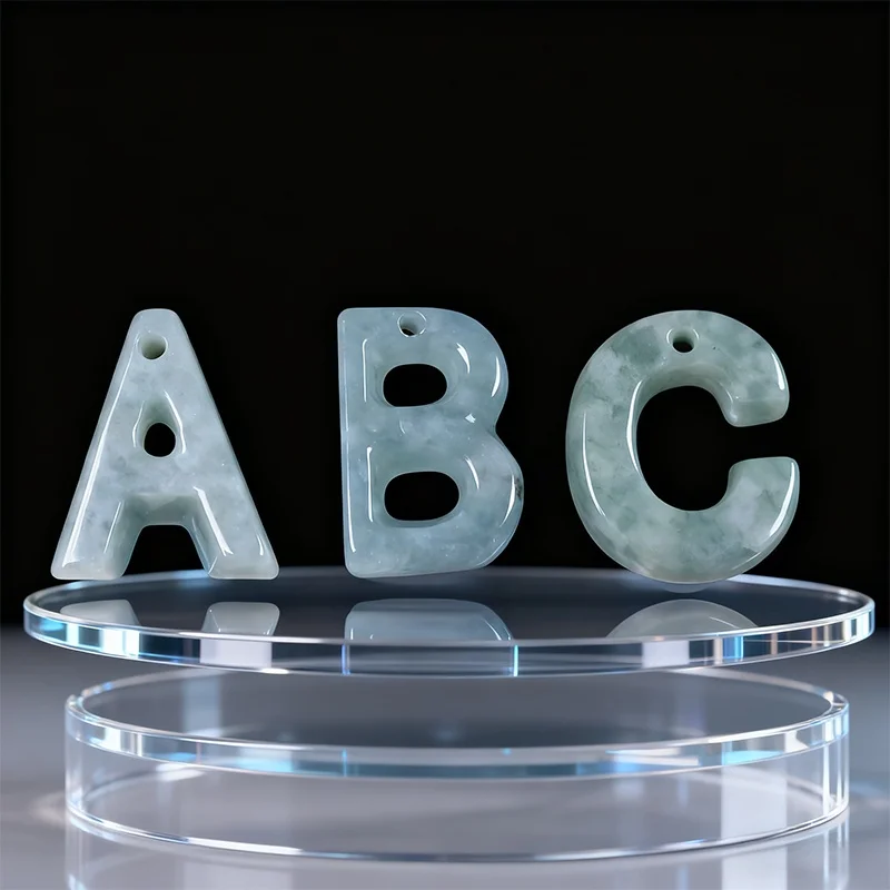 

Myanmar Jadeite Letter Pendant Necklace Charm Real Jade Talismans Luxury Gifts for Women Accessories Vintage Fashion