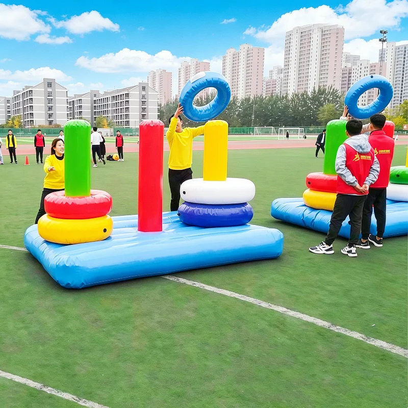 Inflatable Hanoi Tower Relay Game, Outdoor Team Cooperation, Stack Ring Competition, School Sports Meeting Equipment