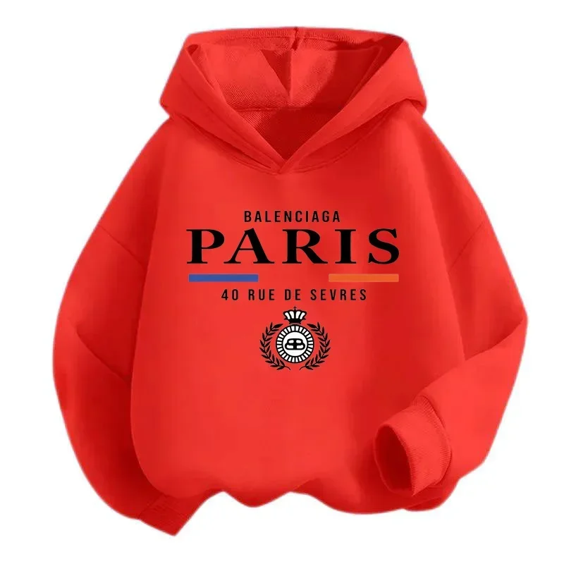 2024 New Kids hoodies Luxury Brand Paris Print Shirt Summer Boys Girls Clothes hoodie Kawaii Children Casual Tops