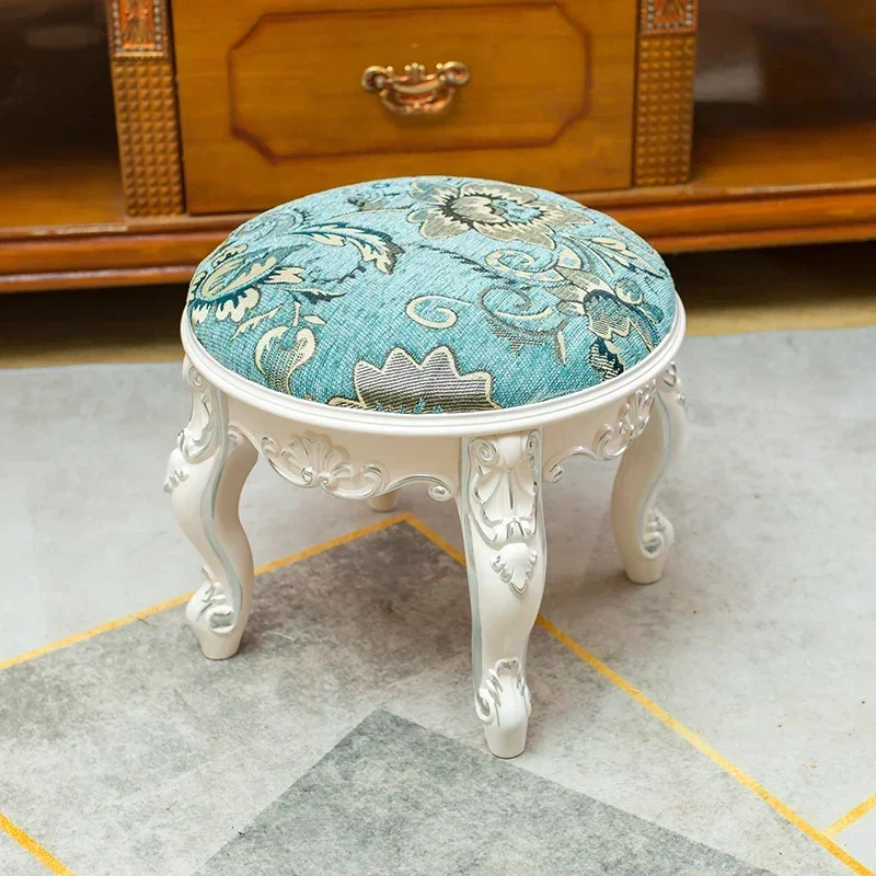 %%Retro Fabric Dressing Chair, Child Round Stool, Dressing Seat, Home Furniture